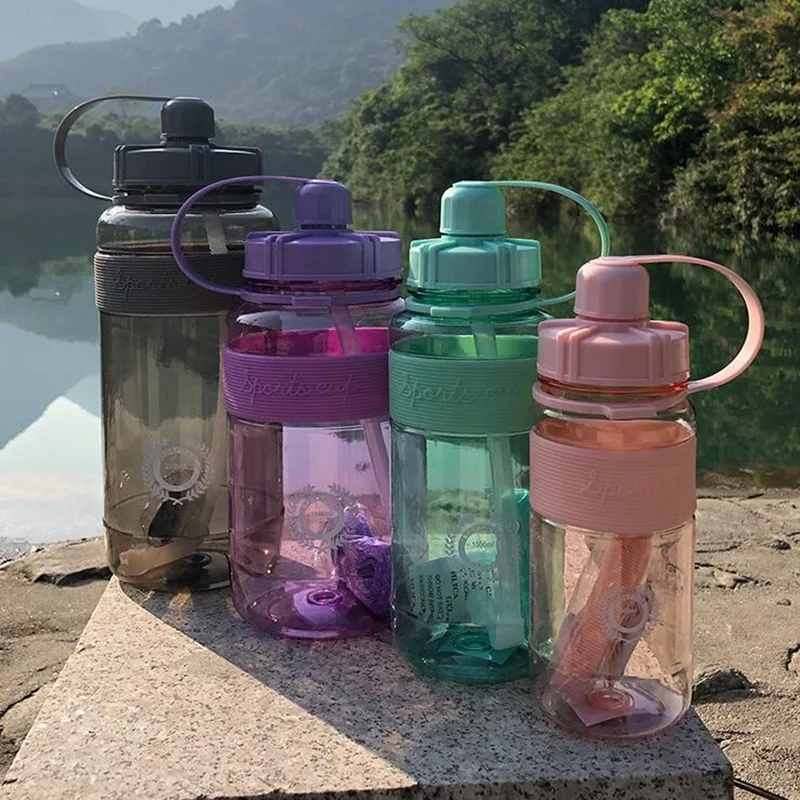 2019 New Sports Cup Portable Fitness Large Capacity Straw Plastic Water Bottle Leak-Proof Drop-Resistant Handy Cup