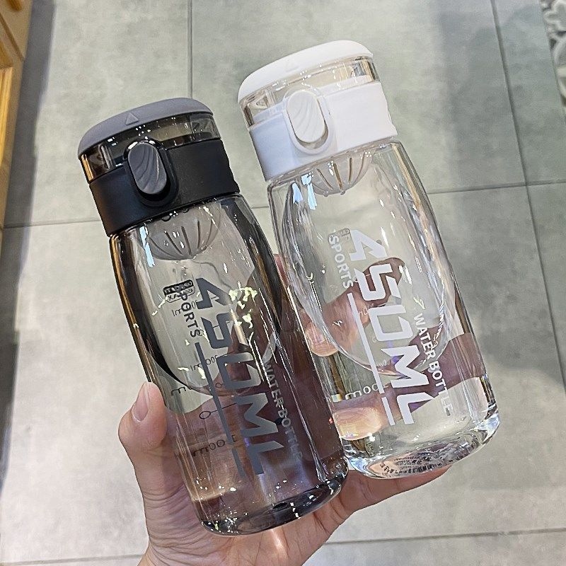 Japanese Style Simple Water Cup Male and Female Student Couple Cute Fresh with Tea Infuser Bounce Cover Plastic Cup Fitness Sports Cup