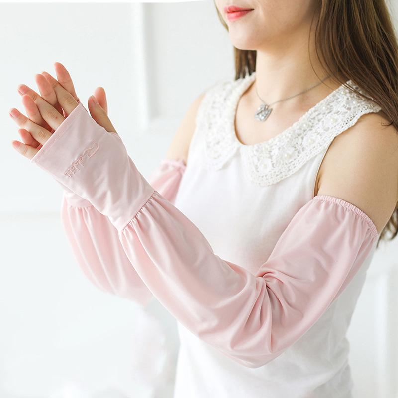 Summer Loose Sun Protection Oversleeves Women&#039;s Driving Ice Silk Thin UV Embroidered Ice Sleeve Sun Protection Women&#039;s Ice Silk Sleeves