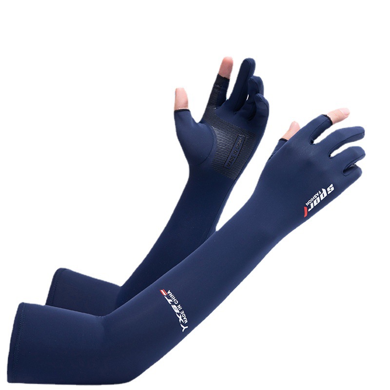 Ice Sleeve Women&#039;s Summer Sun-Proof and Breathable Ice Silk Lengthened Two Finger Gloves Arm Sleeve Men&#039;s Driving Oversleeves Camouflage Ice Sleeve Sets