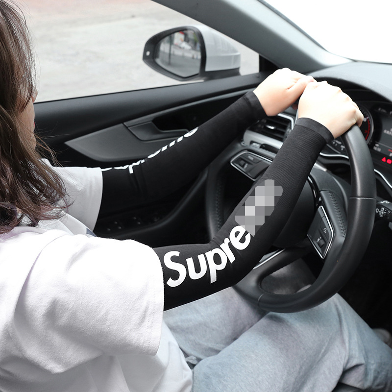 Fashion Brand Summer Ice Sleeve Sun Protection Female Driving Viscose Fiber Oversleeve Male Arm Riding Sleeves Basketball Arm Guard Car Interior Supplies