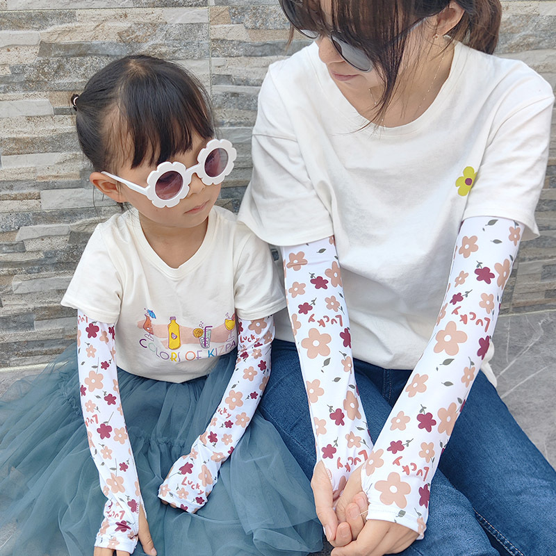 Korean Style Xuan Ya Sun Protection Parent-Child Ice Sleeve Female Driving Outdoor Riding Military Training Ice Silk Children&#039;s Net Red Armband Summer Customization