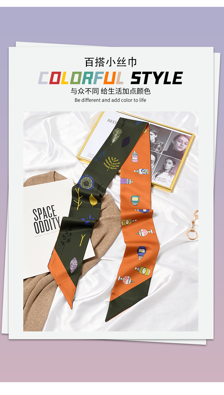 Fashionable Fashionable Spring New Small Long Scarf Women's Arm Bag Ribbon All-Matching Korean Scarf Headband Hair Band Scarf Fashionable Fashionable Spring New Small Long Scarf Women's Arm Bag Ribbon All-Matching Korean Scarf Headband Hair Band Scarf