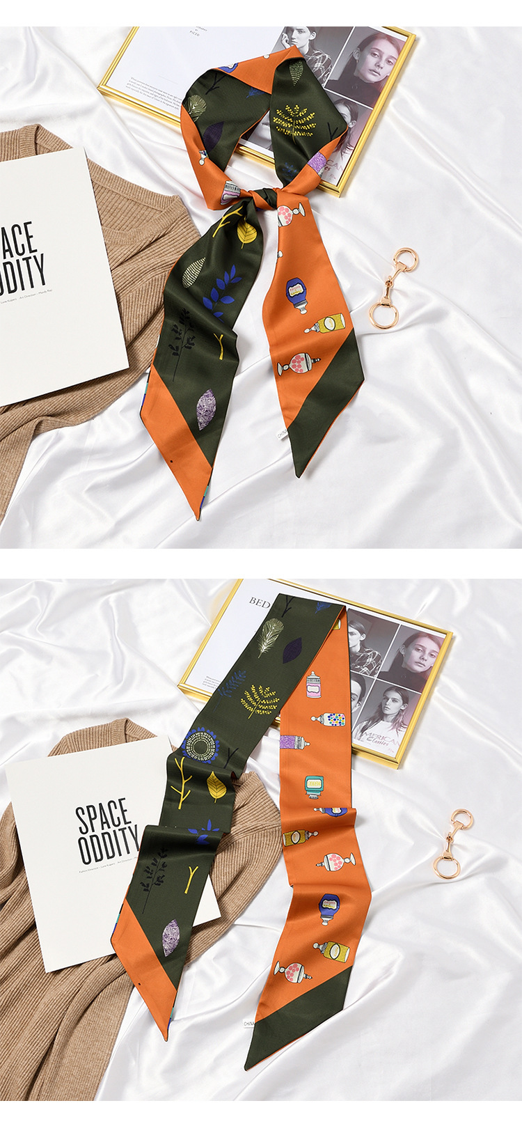 Fashionable Fashionable Spring New Small Long Scarf Women's Arm Bag Ribbon All-Matching Korean Scarf Headband Hair Band Scarf Fashionable Fashionable Spring New Small Long Scarf Women's Arm Bag Ribbon All-Matching Korean Scarf Headband Hair Band Scarf