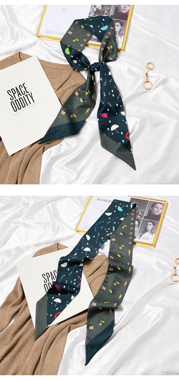 Fashionable Fashionable Spring New Small Long Scarf Women's Arm Bag Ribbon All-Matching Korean Scarf Headband Hair Band Scarf Fashionable Fashionable Spring New Small Long Scarf Women's Arm Bag Ribbon All-Matching Korean Scarf Headband Hair Band Scarf