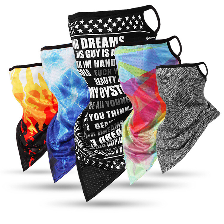 Hanging EAR triangle towel ice mesh eye breathable mask for men and women riding windproof fishing face towel neck