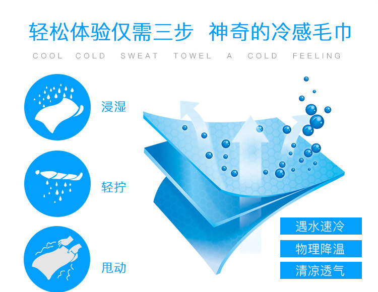 Cold Sense Sports Towel Cooling Artifact Ice-Cold Towel Cooling Custom Fabric Coolcore Sports Cooling Towel