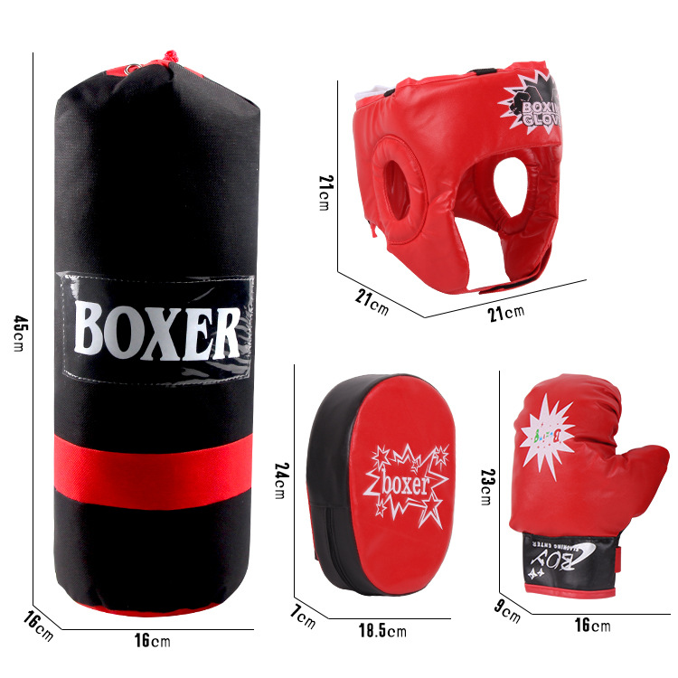 Children&#039;s Boxing Gloves Punch Mitts Sandbag Set Sanda Baffle Kids Fitness Boys Exercise Body Training Toys
