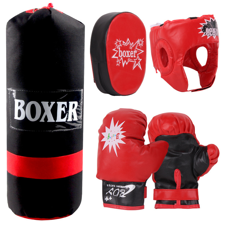 Children&#039;s Boxing Gloves Punch Mitts Sandbag Set Sanda Baffle Kids Fitness Boys Exercise Body Training Toys