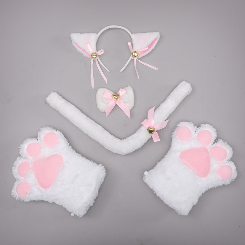 One Piece Dropshipping Cute Cat Cosplay Props Cat Ears Headband Cat&#039;s Paw Gloves Cat Tail Accessories Set