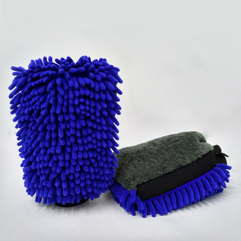 DoubleSided Long Wool Coral Fleece Waterproof Car Washing Gloves Tool Chenille Car Wash Gloves Rag Car Cleaning Supplies
