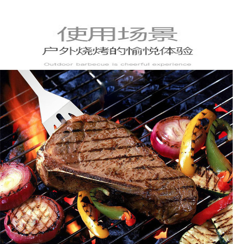 Barbecue Tools 11-Piece Set Aviation Grill with Thermometer Heat Insulation Gloves BBQ Grill Combination Cloth Bag