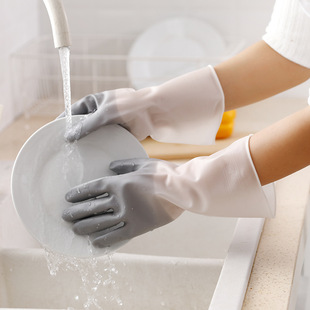 Household Gloves White Laundry Waterproof Plastic Household Cleaning NonSlip Ding Qing Durable Kitchen Dishwashing Stall
