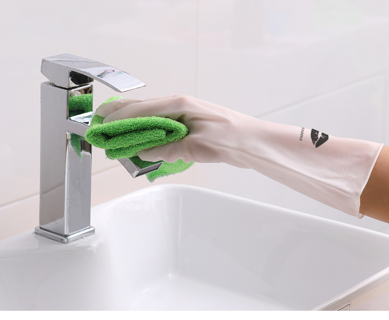 Household Gloves White Laundry Waterproof Plastic Household Cleaning NonSlip Ding Qing Durable Kitchen Dishwashing Stall