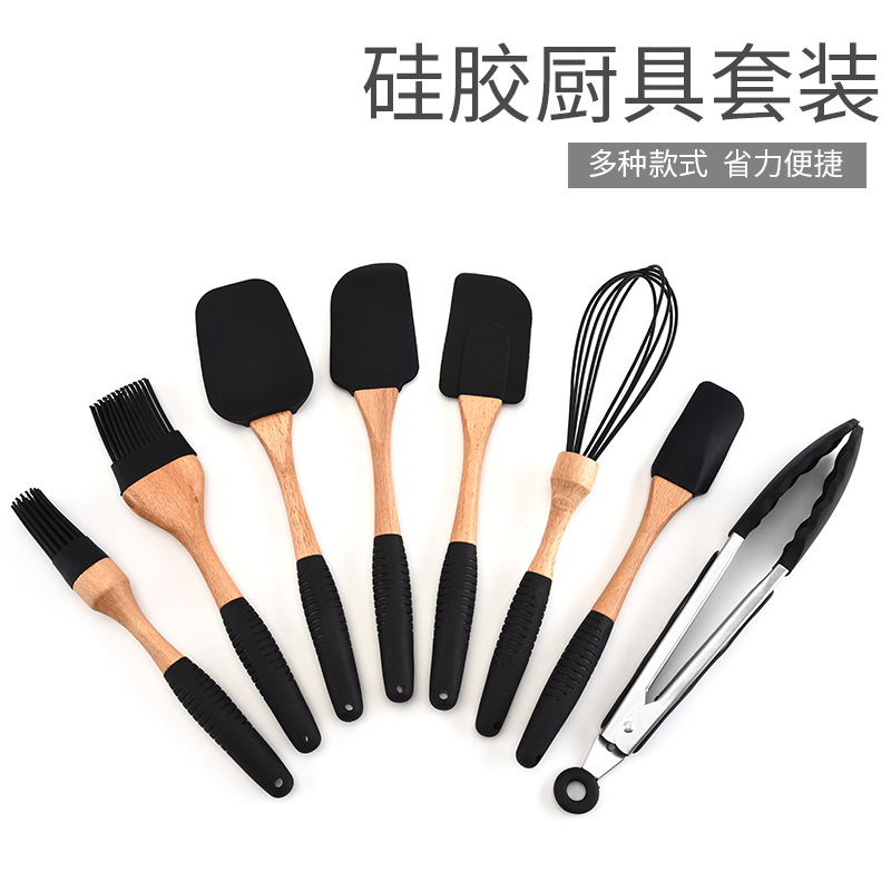  Silica Gel Kitchen Ware Set Cake Scraper Egg Beater Heat-Resistant Gloves Baking Tool Set