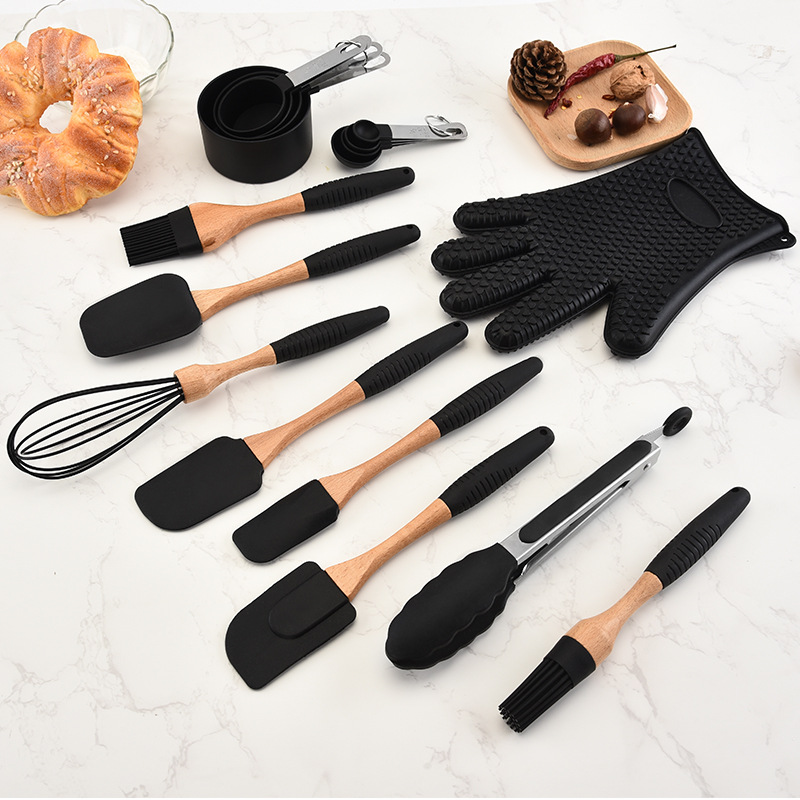  Silica Gel Kitchen Ware Set Cake Scraper Egg Beater Heat-Resistant Gloves Baking Tool Set