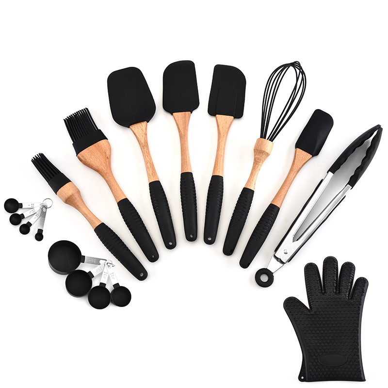  Silica Gel Kitchen Ware Set Cake Scraper Egg Beater Heat-Resistant Gloves Baking Tool Set