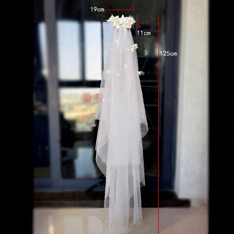 Super Fairy Mori Style Retro Hong Kong Style Flower Veil Bow Gloves Earrings Bridal Wedding Dress Accessories