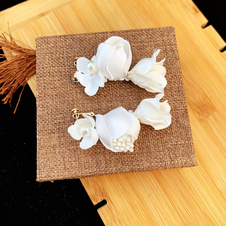 Super Fairy Mori Style Retro Hong Kong Style Flower Veil Bow Gloves Earrings Bridal Wedding Dress Accessories