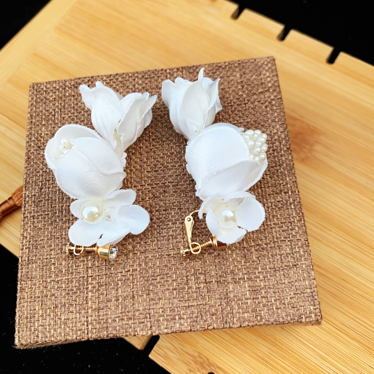 Super Fairy Mori Style Retro Hong Kong Style Flower Veil Bow Gloves Earrings Bridal Wedding Dress Accessories