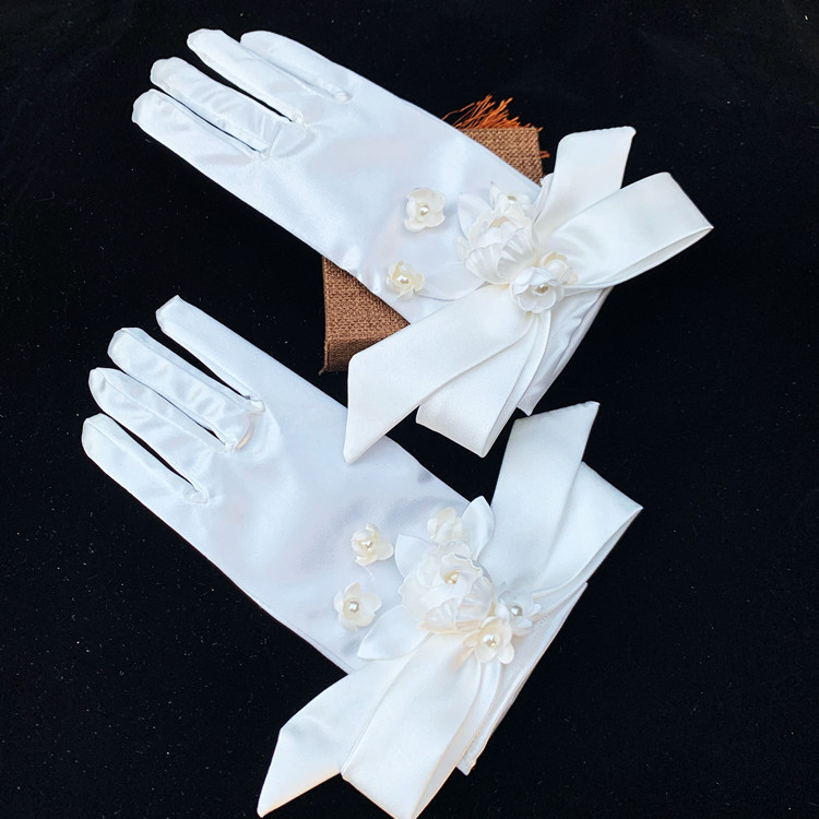 Super Fairy Mori Style Retro Hong Kong Style Flower Veil Bow Gloves Earrings Bridal Wedding Dress Accessories
