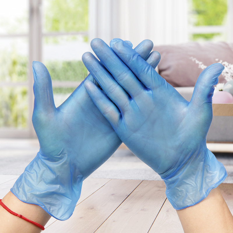 Disposable PVC Gloves Blue Labor Protection Black Protective Gloves Extraction Box 100 Pieces Powder-Free Beauty