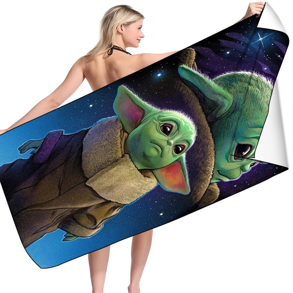 Yoda Master Square Beach Towel Towel Cloth Quick-Drying Bath Towel Double-Sided Velvet Shawl Single-Sided Digital Printing Square Towel