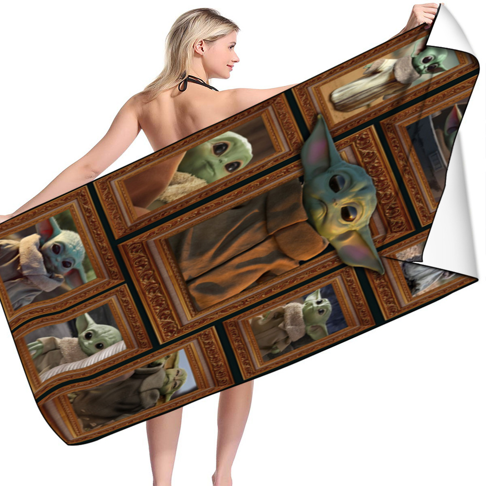 Yoda Master Square Beach Towel Towel Cloth Quick-Drying Bath Towel Double-Sided Velvet Shawl Single-Sided Digital Printing Square Towel