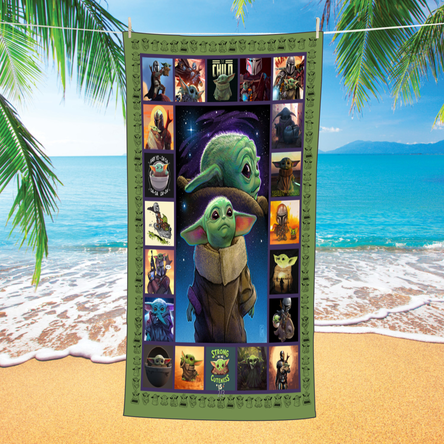 Yoda Master Square Beach Towel Towel Cloth Quick-Drying Bath Towel Double-Sided Velvet Shawl Single-Sided Digital Printing Square Towel