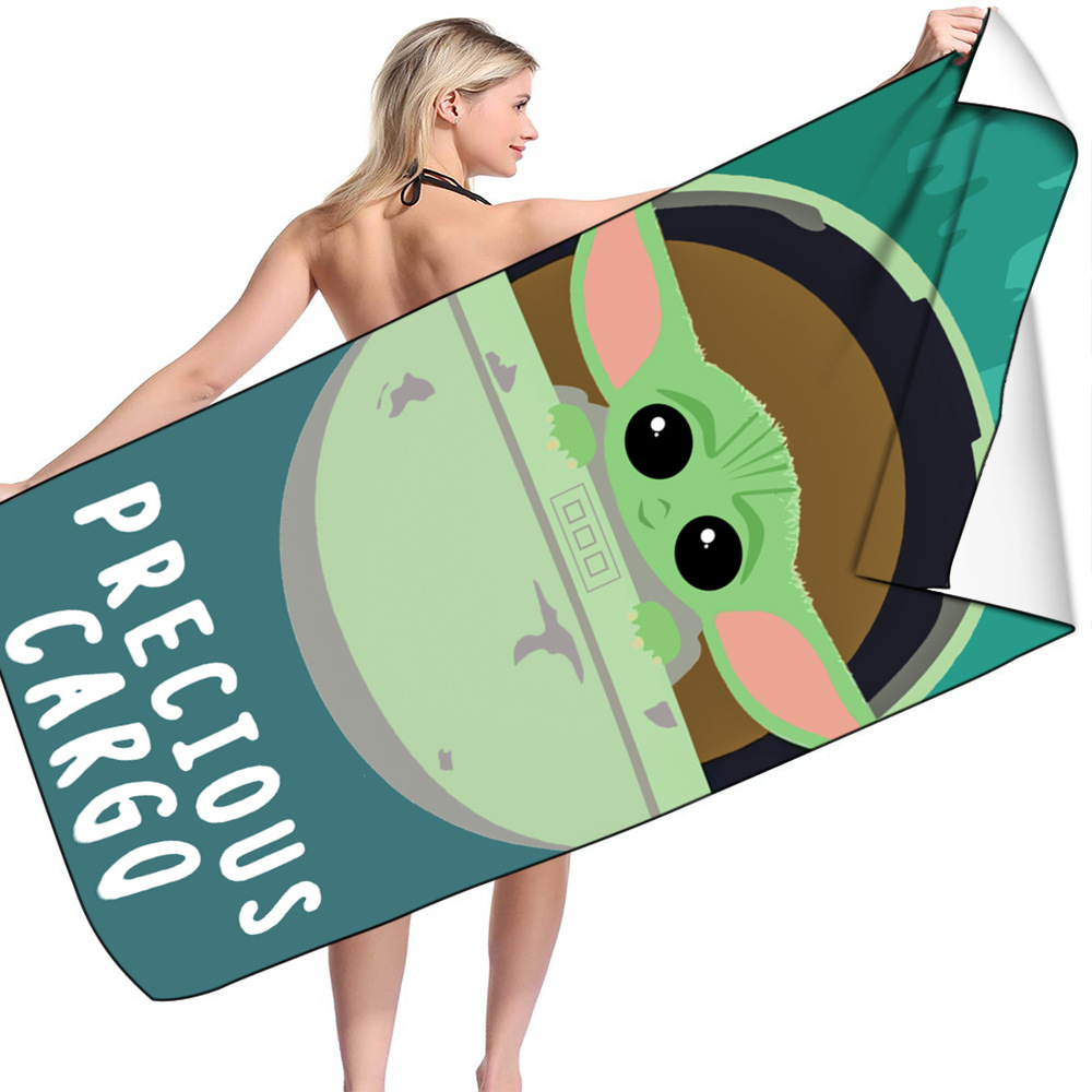 Yoda Master Square Beach Towel Towel Cloth Quick-Drying Bath Towel Double-Sided Velvet Shawl Single-Sided Digital Printing Square Towel