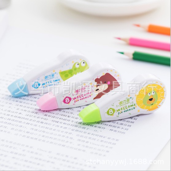 Intelligence star 907 cartoon animal correction tape with cute/candy color/simple student stationery correction tape Intelligence star 907 cartoon animal correction tape with cute/candy color/simple student stationery correction tape