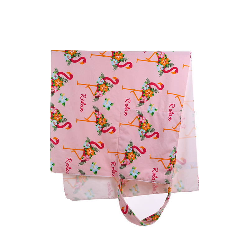 100Percent Cotton Beach Towel That Folds and Transformed To A Drawstring Backpack