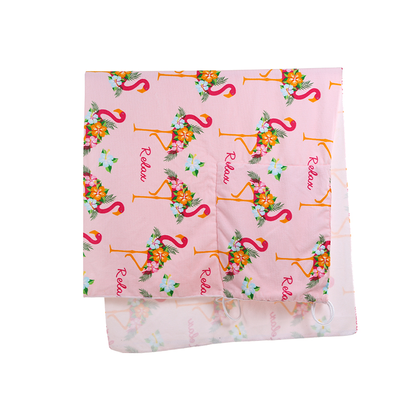 100Percent Cotton Beach Towel That Folds and Transformed To A Drawstring Backpack