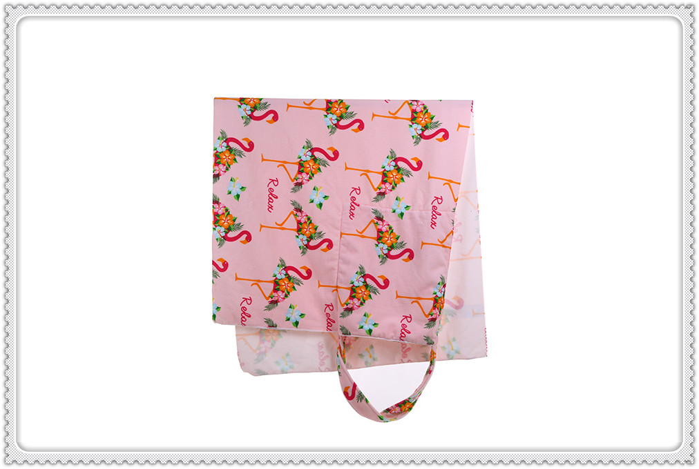 100Percent Cotton Beach Towel That Folds and Transformed To A Drawstring Backpack