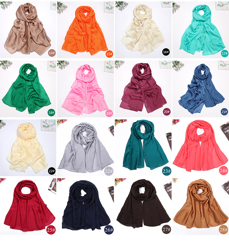 Summer Solid Color Variety Shawl Gift Silk Scarf Women's Multi-Functional Magic Satin Sun Protection Clothing Beach Towel Wholesale