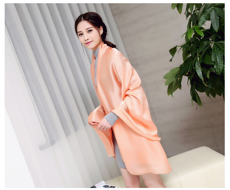 Summer Solid Color Variety Shawl Gift Silk Scarf Women's Multi-Functional Magic Satin Sun Protection Clothing Beach Towel Wholesale