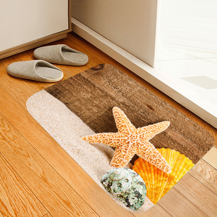 Beach Starfish Scallop Wood Board Non-Slip Digital Printing Foot Mat Custom Flannel Floor Mat Bathroom Bedroom Doormat Beach Starfish Scallop Wood Board Non-Slip Digital Printing Foot Mat Custom Flannel Floor Mat Bathroom Bedroom Doormat