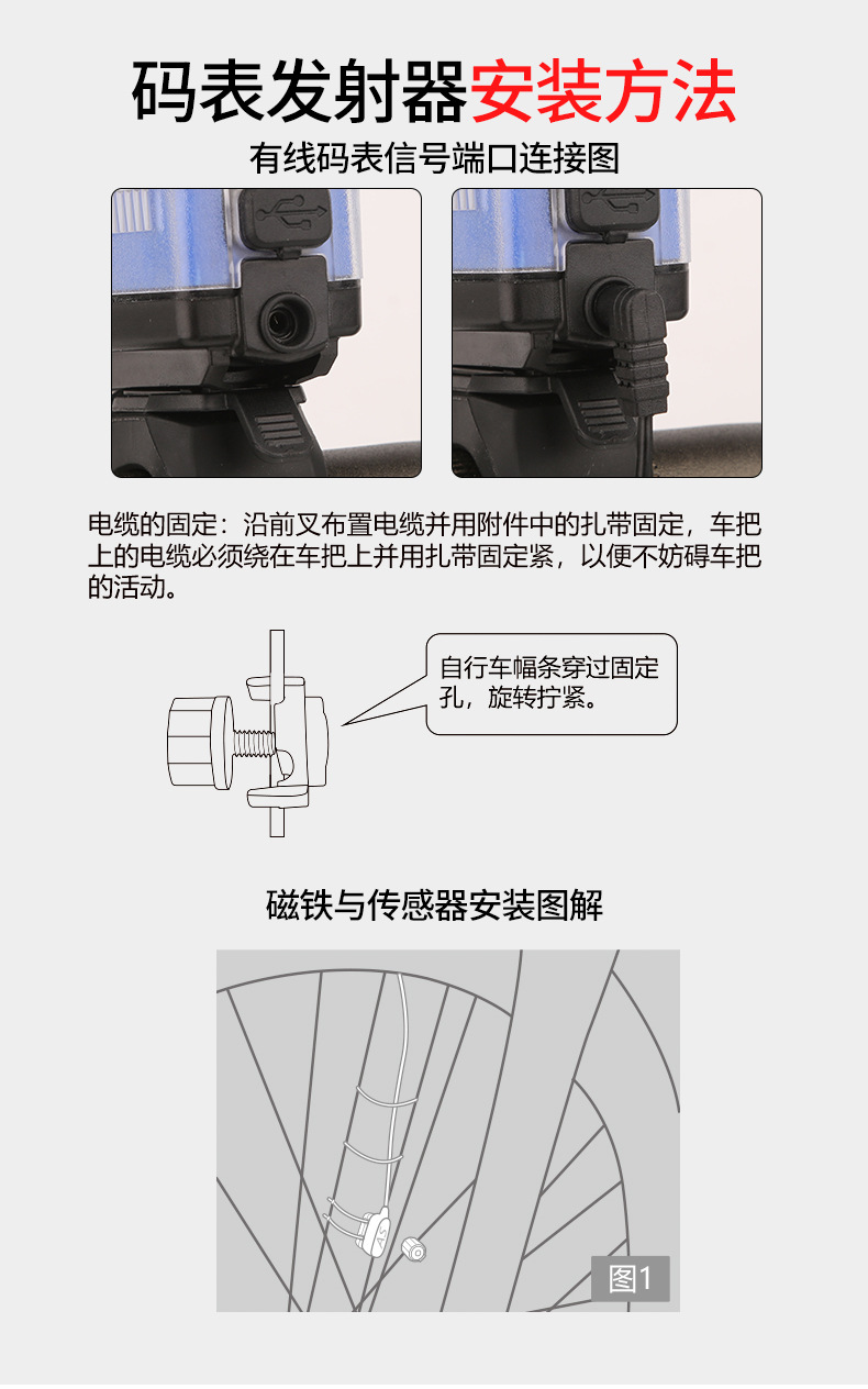HJ-065 Bicycle Wireless Stopwatch Horn Headlight Riding Power Torch Single Lamp Code Meter Bell Equipment