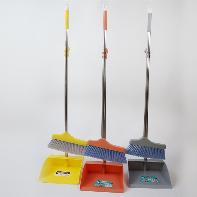 New Stainless Steel Broom Dustpan Set Broom Set Double Silk Head Double Card Buckle With Scraping Tooth Dustpan New Stainless Steel Broom Dustpan Set Broom Set Double Silk Head Double Card Buckle With Scraping Tooth Dustpan