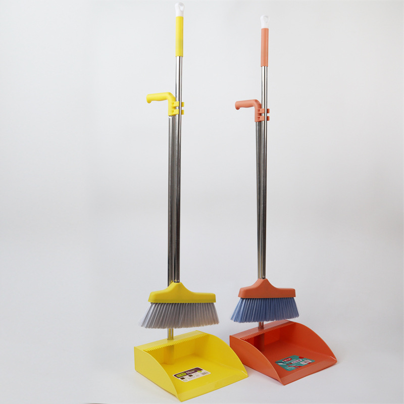 New Stainless Steel Broom Dustpan Set Broom Set Double Silk Head Double Card Buckle With Scraping Tooth Dustpan New Stainless Steel Broom Dustpan Set Broom Set Double Silk Head Double Card Buckle With Scraping Tooth Dustpan