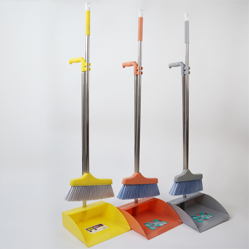 New Stainless Steel Broom Dustpan Set Broom Set Double Silk Head Double Card Buckle With Scraping Tooth Dustpan New Stainless Steel Broom Dustpan Set Broom Set Double Silk Head Double Card Buckle With Scraping Tooth Dustpan