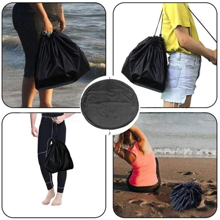 Cross-Border Factory Supply Clothes Changing Pad Camping Anti-Dirty Floor Mat Beach Dressing Mat Drawstring Buggy Bag One Piece Dropshipping