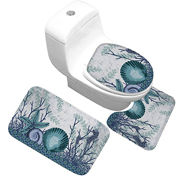 Bathroom Three-Piece Toilet Mat Flannel Environmental Protection Bathroom Carpet Floor Mat Absorbent Non-Slip Beach