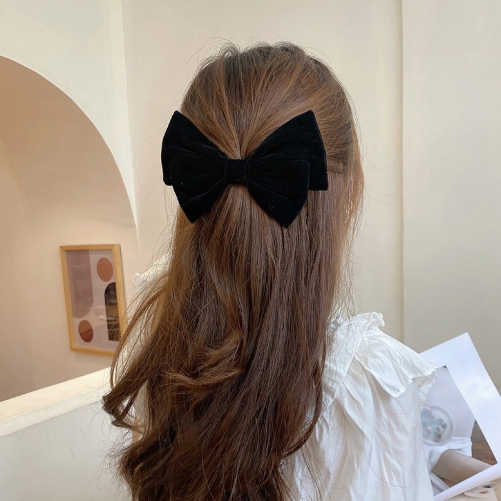 Hair Clip Headdress Hair Card Women's Black Red Bow Headdress Hair Accessories JK Internet Celebrity 2021new Velvet