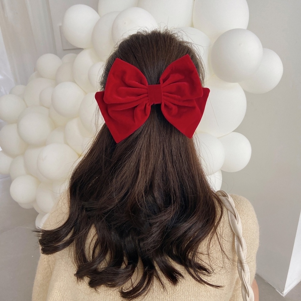 Hair Clip Headdress Hair Card Women's Black Red Bow Headdress Hair Accessories JK Internet Celebrity 2021new Velvet