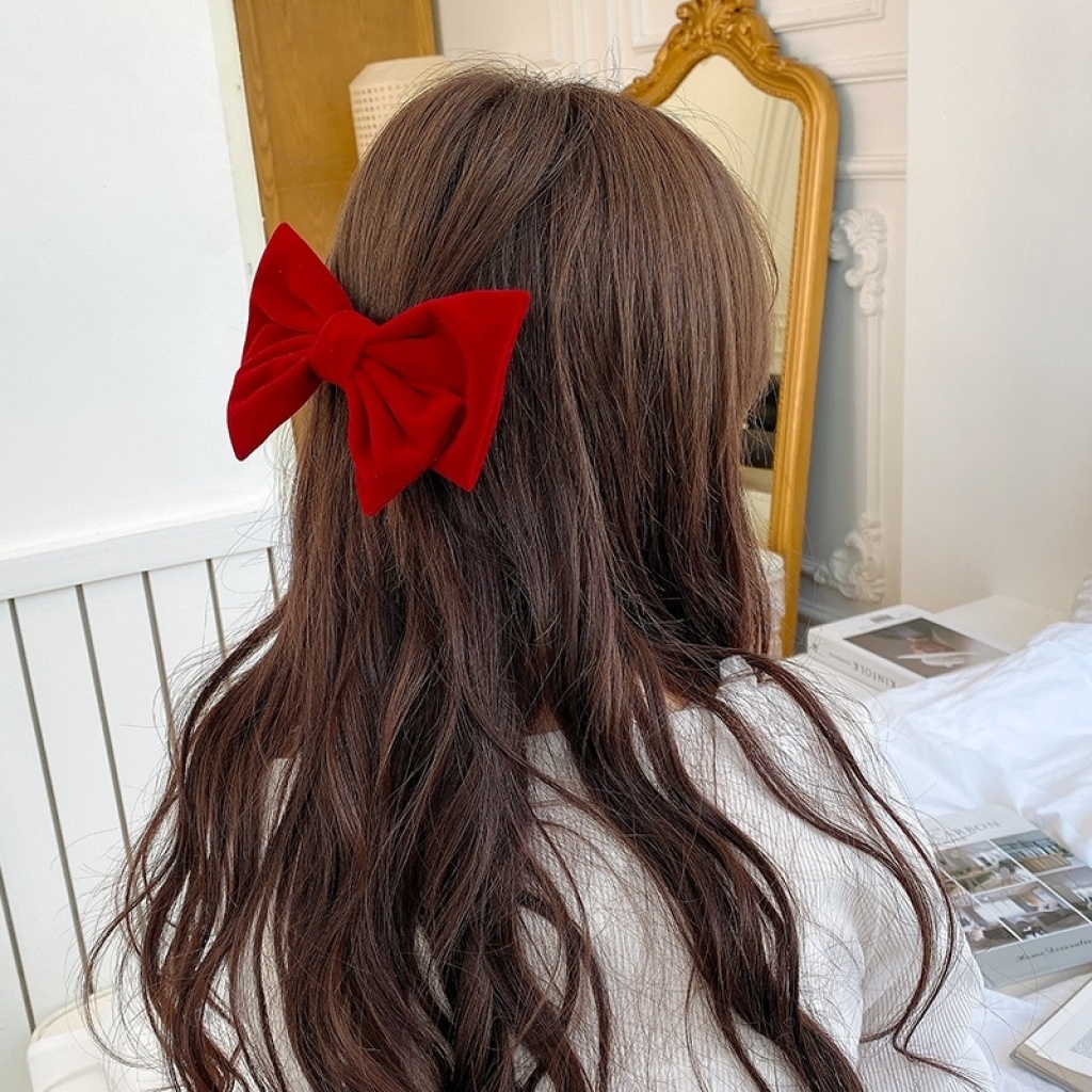 Hair Clip Headdress Hair Card Women's Black Red Bow Headdress Hair Accessories JK Internet Celebrity 2021new Velvet