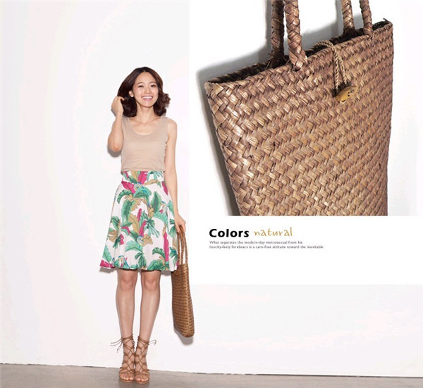Straw Woven Bag New Beach Weaving Straw Bag Women's Shoulder Bag Japanese Style Simple Literary Mori Girl Summer Mat Bag Fashion