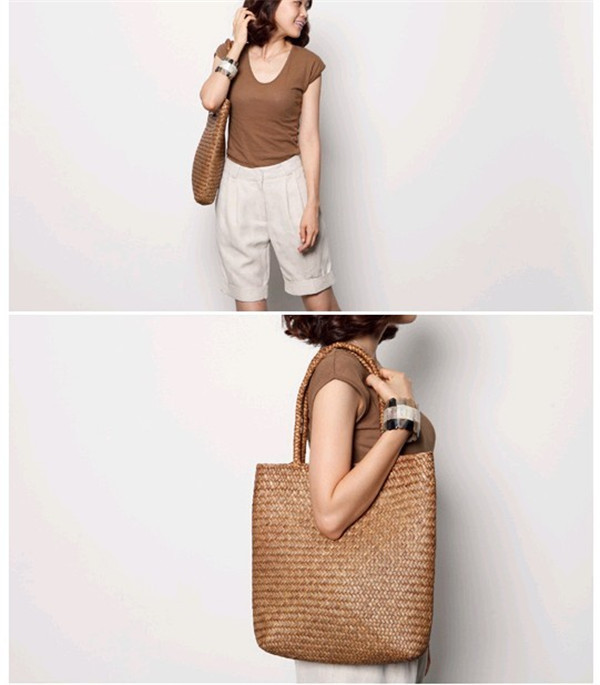 Straw Woven Bag New Beach Weaving Straw Bag Women's Shoulder Bag Japanese Style Simple Literary Mori Girl Summer Mat Bag Fashion