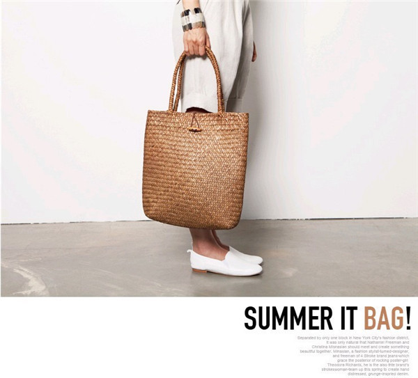 Straw Woven Bag New Beach Weaving Straw Bag Women's Shoulder Bag Japanese Style Simple Literary Mori Girl Summer Mat Bag Fashion
