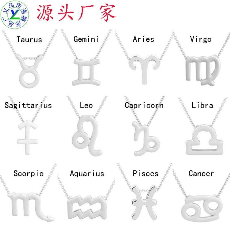 European and American Wish Amazon Hot 12 Twelve Constellations Necklace Ins Spot Constellation Pendant Card Choker